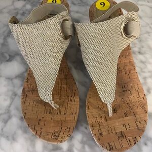 White Mountain Cream and Tan Sandals